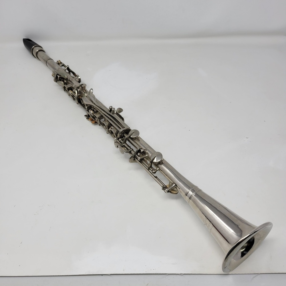Vintage Symphony Metal Clarinet Made in USA Silver Tone For Parts or Repair